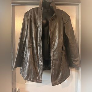 Brown Faux Leather Coat
